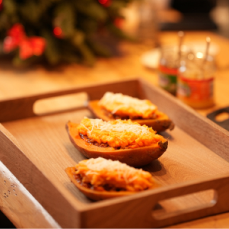 Patate douce de Noël farcie à la bolognaise